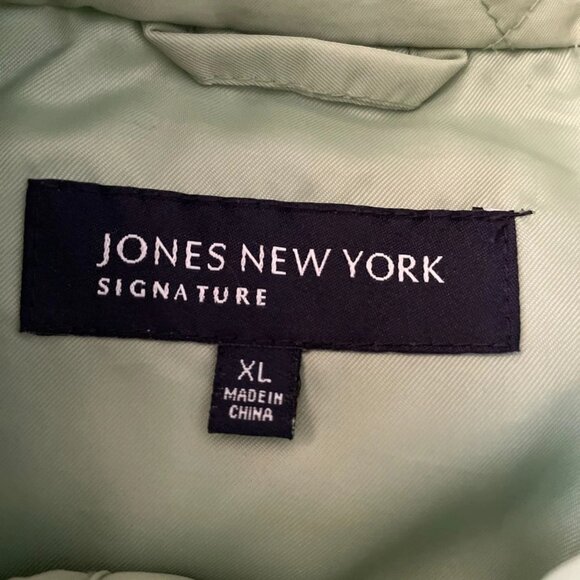 Jones New York Signature Womens Green Belted Waist Classic Quilted Jacket Sz XL - Picture 3 of 9